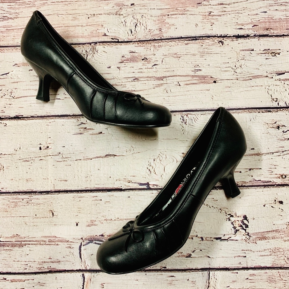 New Sweet 554 Career Black Bow Short Heels 8M